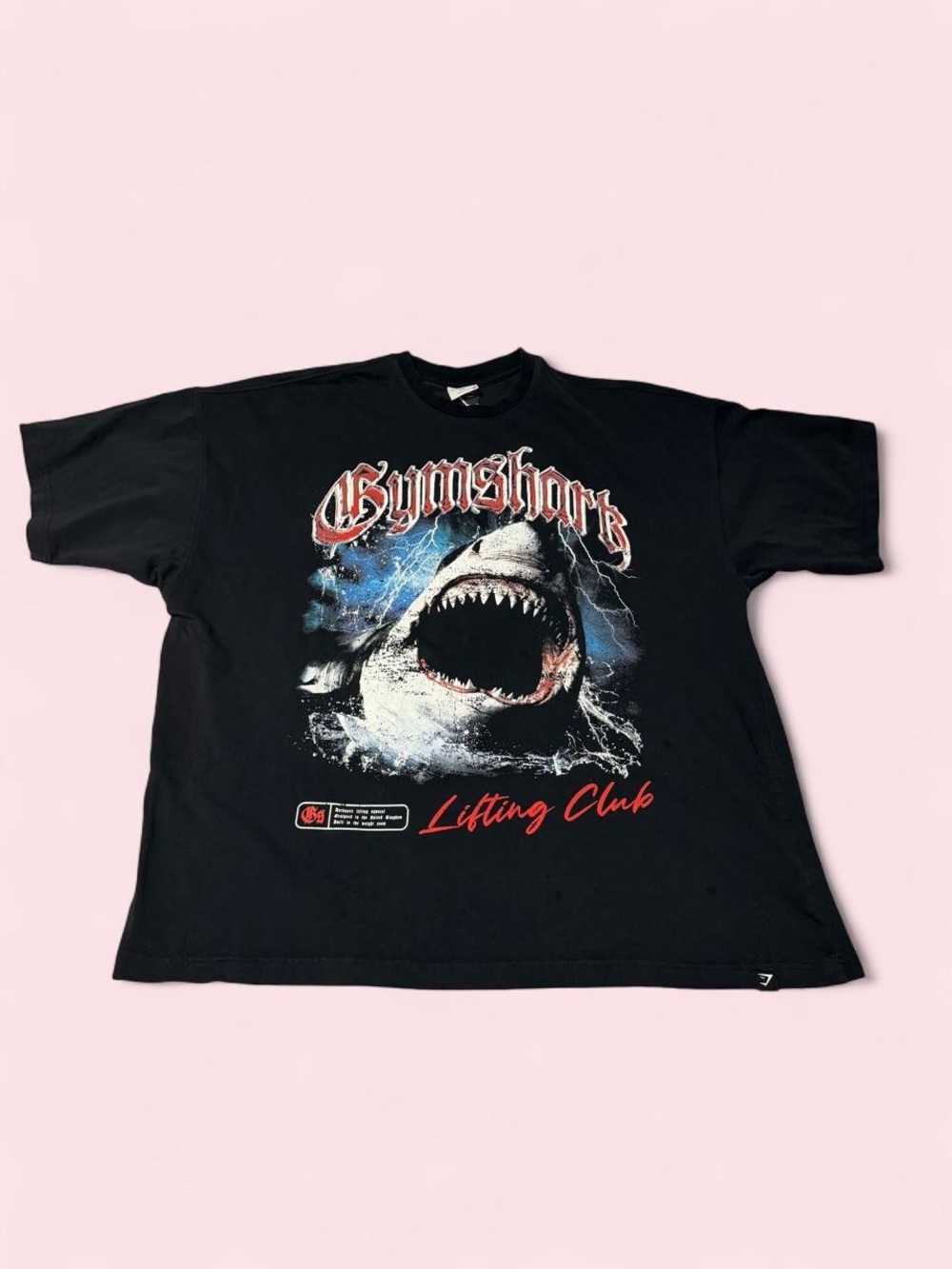 Gymshark Black Shark Graphic Tee with Red Script
